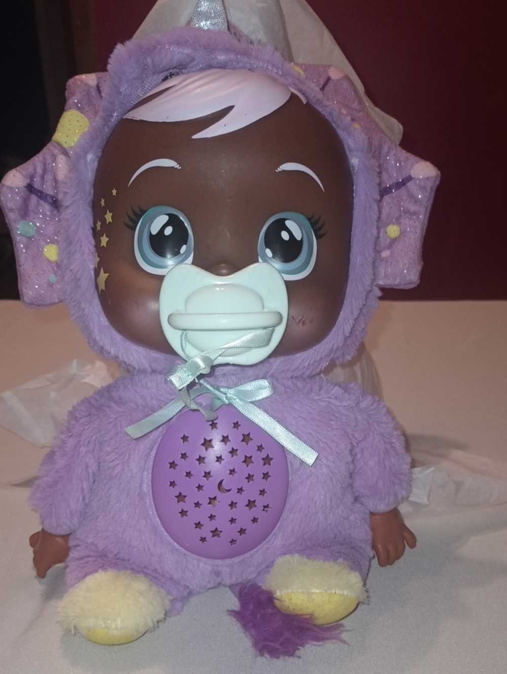 Cry Baby Plush Star Projector Baby Doll - Purple